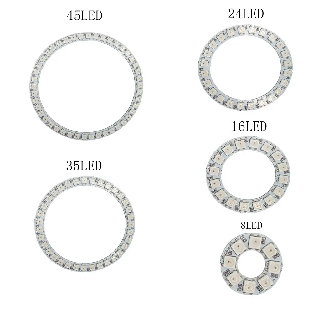 WS2812BLed Pixel Ring adresowalny 8/16/24/35/45Leds 5050 RGB dioda Led pierścień kolor IC wbudowany LED DC5V