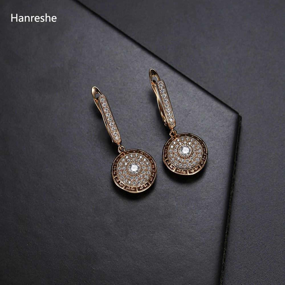 Hanreshe Natural Zircon Stud Earrings Punk Jewelry Party Round Cute Crystal Earrings Beautiful Copper Earrings Women Gift