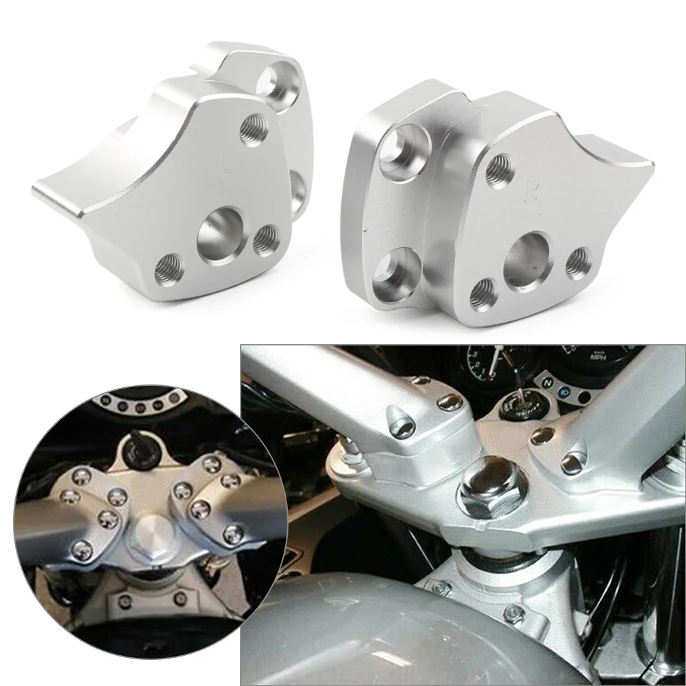 

2Pcs CNC Motorbike Handlebar Riser Spacers w/ Bolts Silver For Yamaha FJR1300 FJR 1300 2001 2002 2003 2004 2005