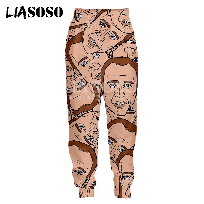 LIASOSO joseph Cage Crazy Funny fissa il tuo viso pantaloni della tuta stampa 3D uomo donna pantaloni della tuta da Jogging divertenti pantaloni