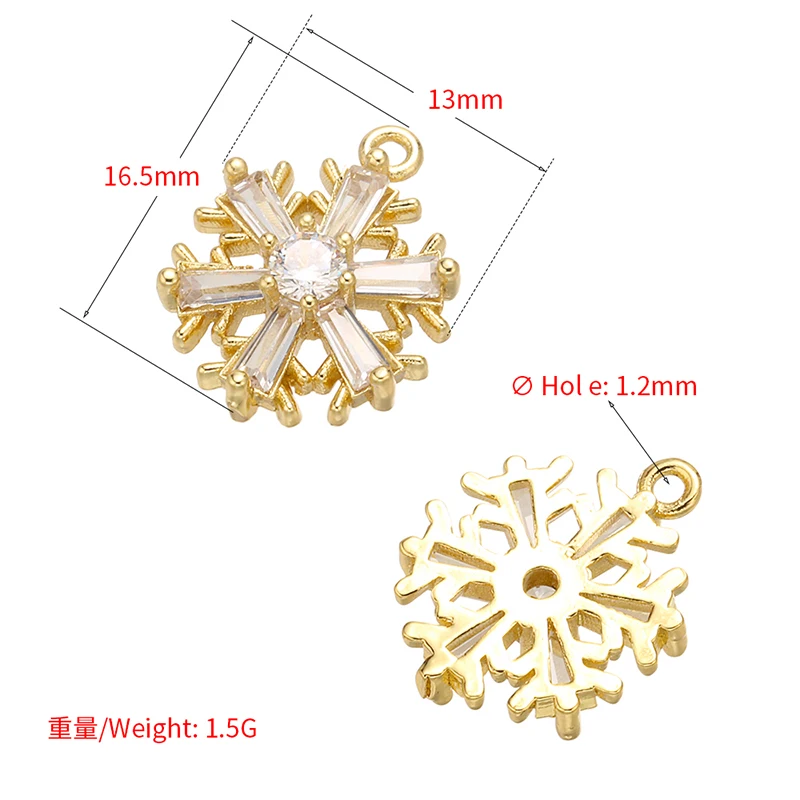 ZHUKOU 13x16.5mm brass crystal snowflake necklace pendant for women necklace jewelry accessories making findings model: VD646