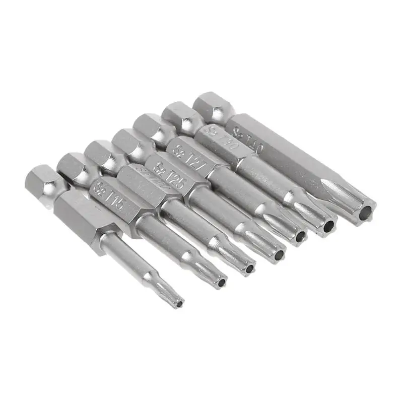 7Pcs Star Drill Bits Screwdriver Magnetic Shank Hand Tools Five-pointed Star Bore T10-T40