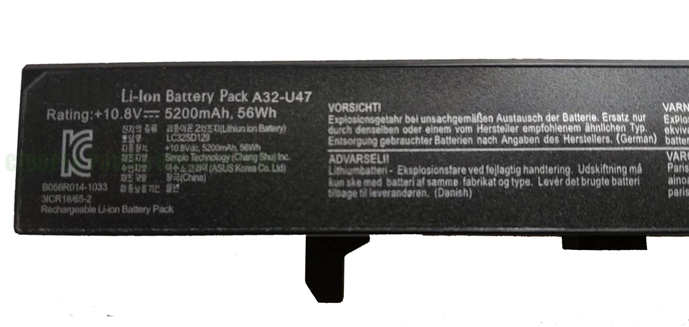 CP Genuine Laptop Battery A32-U47 10.8V/56Wh/5200mAh For U47 U47A U47C U47V U47VC Q400 Q400A Q400C R404 A41-U47 A42-U47 Q400A