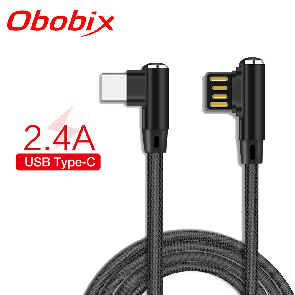 Universal USB Type C Charger Cable For Samsung Galaxy S21 S20 Note 20 Elbow Reversible Fast Charging Wire Cord Type C Game Cable