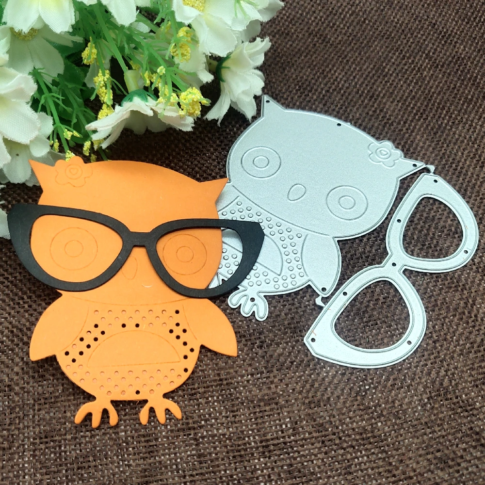 Owl glasses Frame Metal Cutting die keychain shaker Heart Paper Key Chain Scrapbook Paper Craft Card Punch Art Knife Cutter