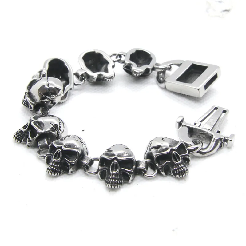 21cm Lenght Skeleton Bracelet 316L Stainless Steel Fashion Hiphot Style Biker Bracelet