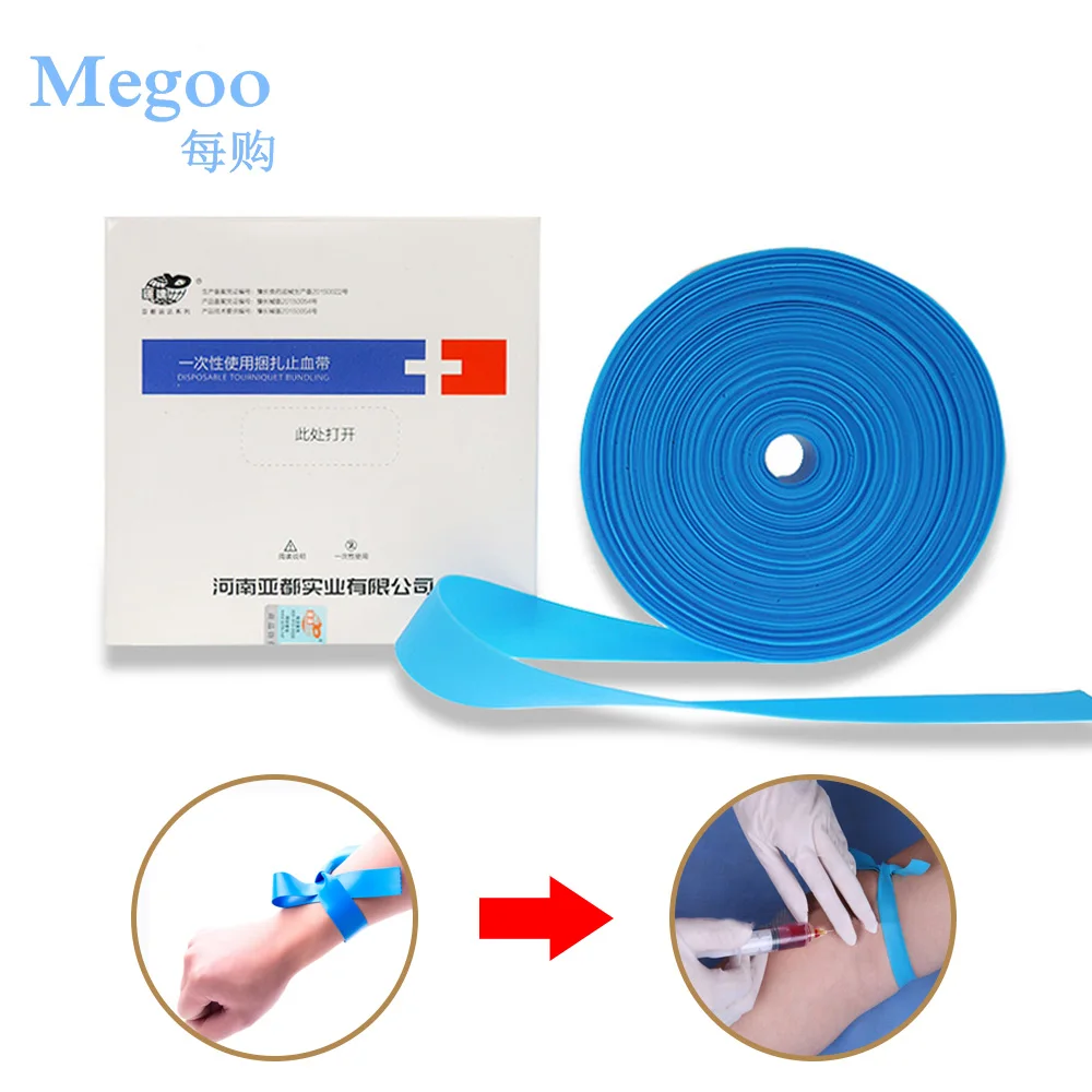 50Pcs 2x35cm Disposable Blue Latex RubberTourniquet Medical Outdoor Emergency Necessities Stop Bleeding Strap First Aid