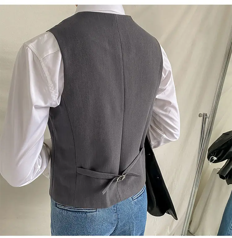 Grey Men's Formal Vest Waistcoat Business Jacket Vests Steampunk for Men Victorian Style Husband Male Wedding Clothings