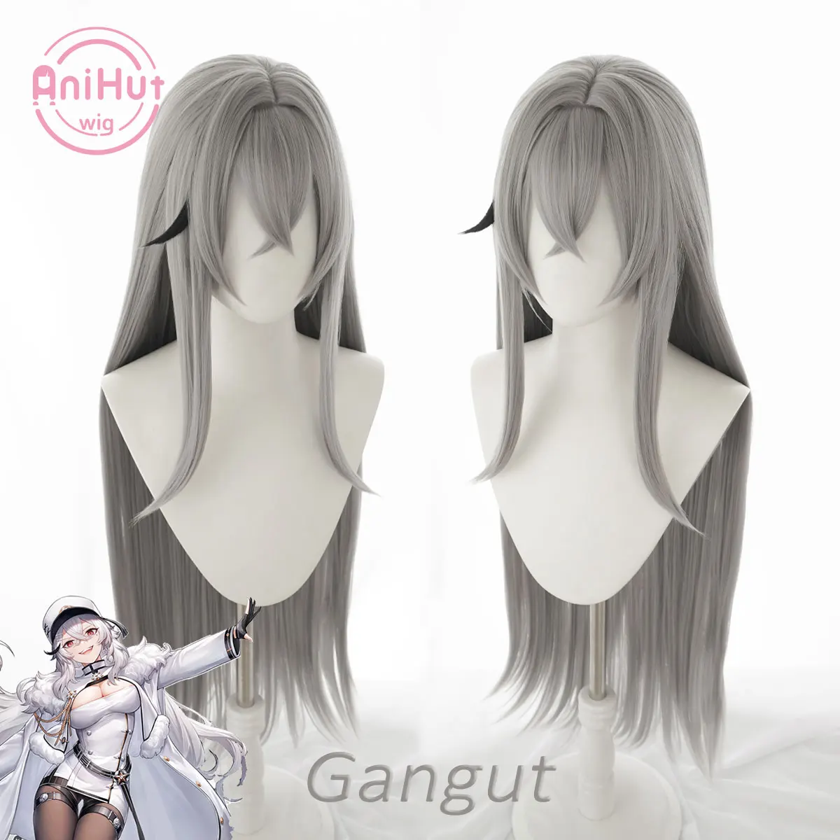 

【Anihut】Gangut Gray 100cm Cosplay Wig New Version Game Azur Lane Women Heat Resistant Synthetic Cosplay Hair Gangut Cosplay