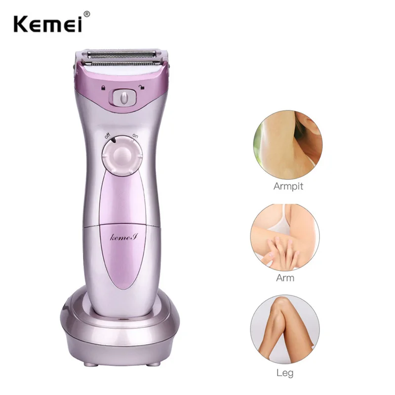 

KEMEI Women's rechargeable shaving machine wholesale hair remover body wash shaving machine for Bikini line Armpit Leg Arm