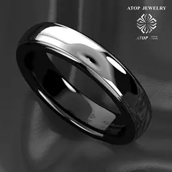 6mm Dome Black Tungsten Carbide Ring Men Wedding Band Bridal Jewelry