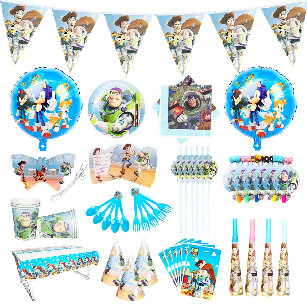 New Toy Story Woody Cups Plates Napkins Birthday Hat Party Decorations Buzz Lightyear Tablecloth Baptism Boy Girl Disney Gifts