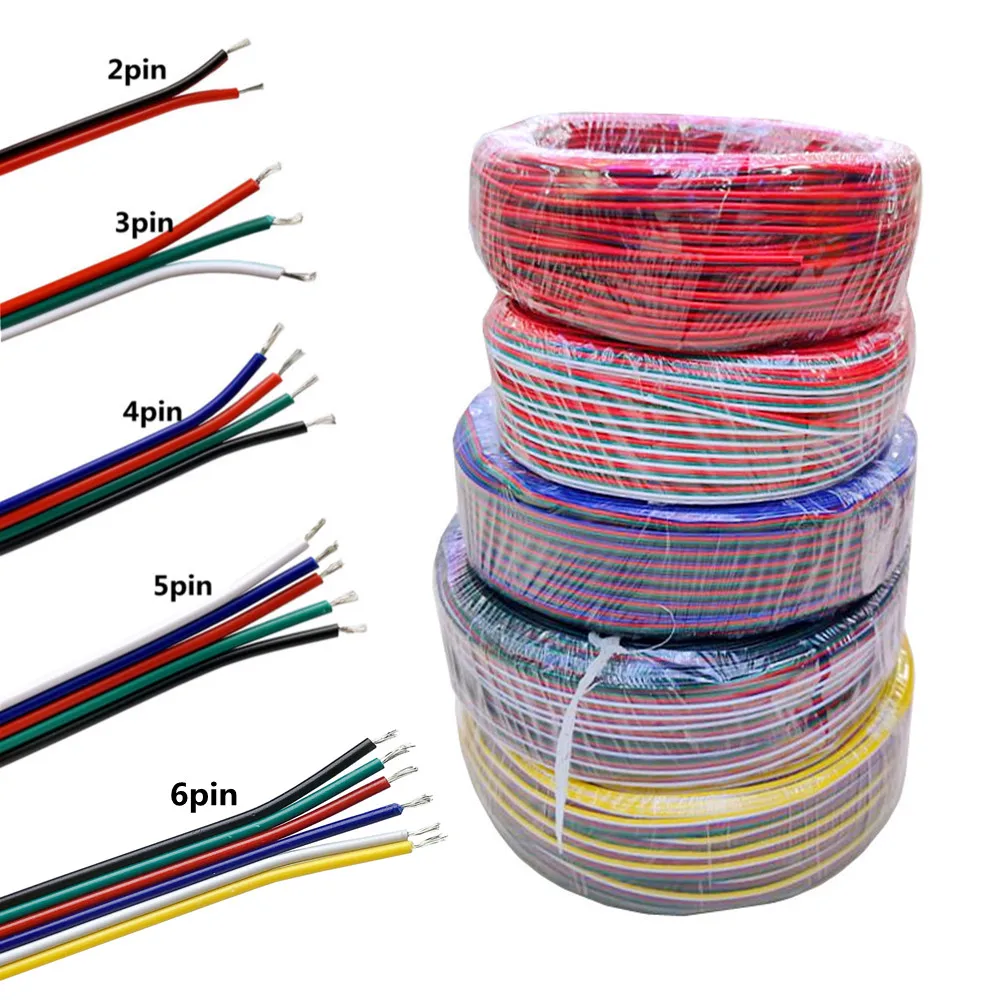 3 Pin JST LED Wire 2/3/4/5/6pin Extension Wire Cable JST Connector Electrical Wires Cable For WS2812B RGB RGBW LED Strip Light