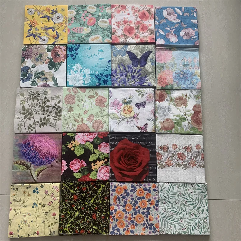 Mix 20 designs Decoupage paper napkins elegant tissue vintage towel flower butterfly bird tower birthday wedding party decor