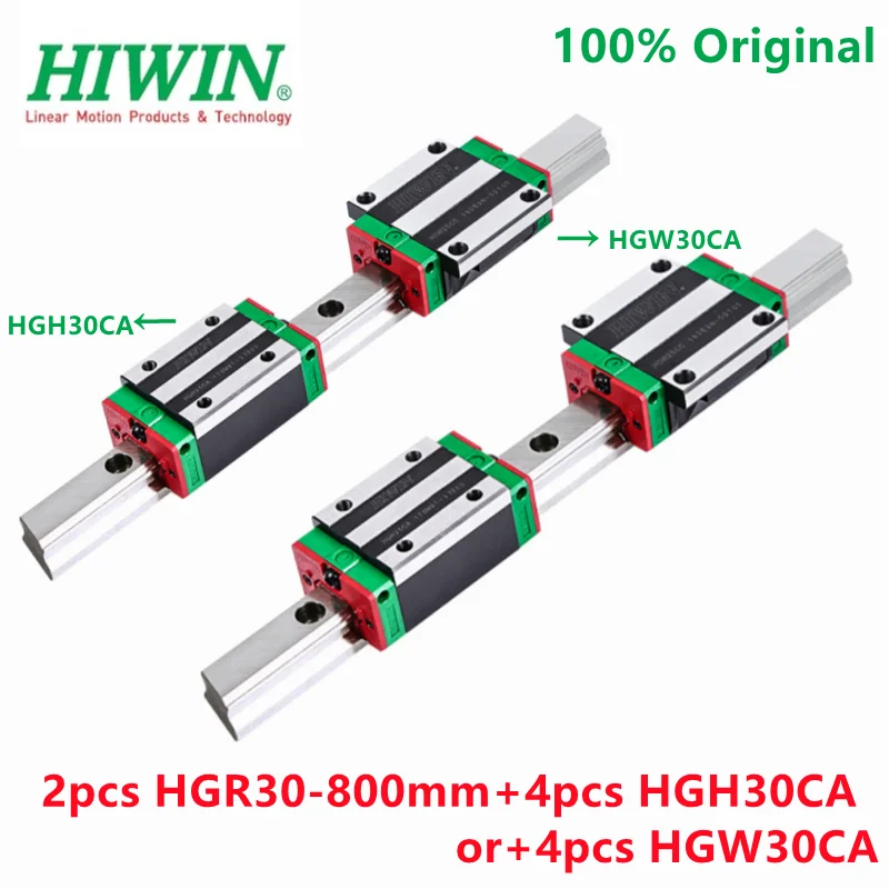 

100% Original HIWIN 2pcs linear guide rail HGR30 -800mm + 4pcs HIWIN HGH30CA Or + 4pcs HGW30CA linear blocks HGH30 HGW30