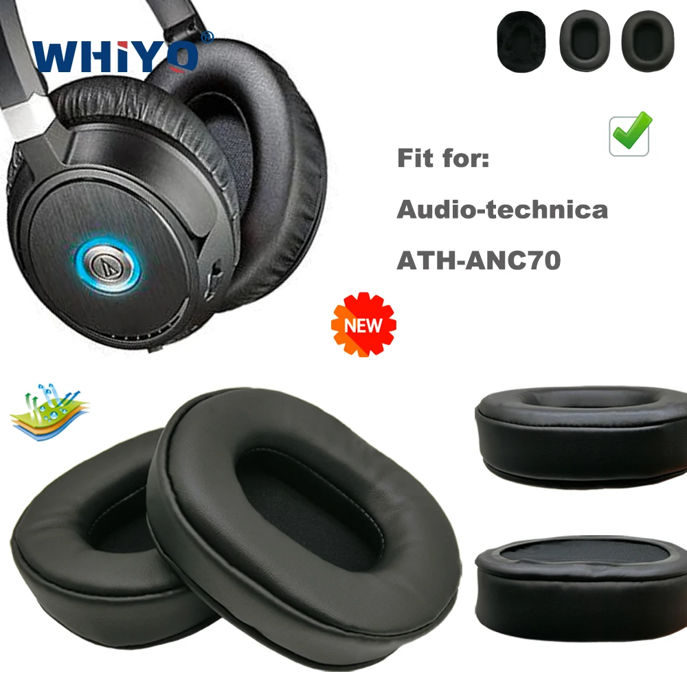 แผ่นรองหูฟังสำหรับ Audio-Technica ATH-ANC70 ATHANC70ชุดหูฟังอะไหล่หนังกำมะหยี่ Earmuff หูฟังปก