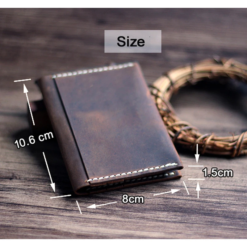 100% Handmade Vintage Genuine leather card holder men leather card wallet women card bag credit card holder business card case