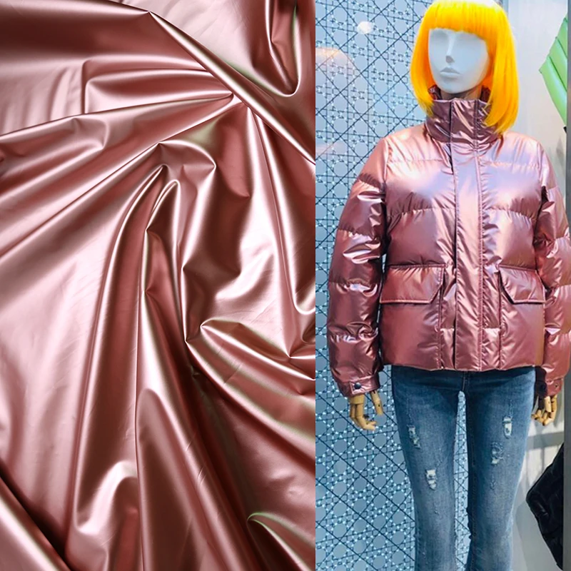 100cm*148cm Smooth Shiny PU Coated Fabric Winter Jacket Material Quality Polyester