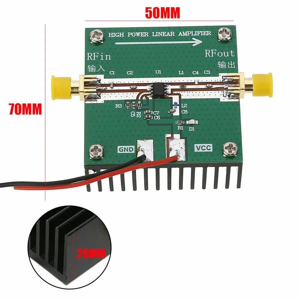 RF2126 amplificatore di potenza RF a banda larga 400MHZ-2700MHZ 2.4GHZ 1W per amplificatore Radio Ham Bluetooth con dissipatore di calore