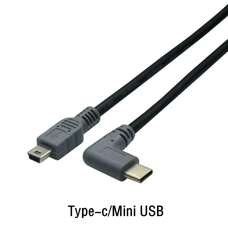 Micro Mini USB Cable 5Pin Male To Male Right Angled 90 Degree USB 3.1 Type C OTG Data Adapter Converter Charging Cable 25cm 0.5m