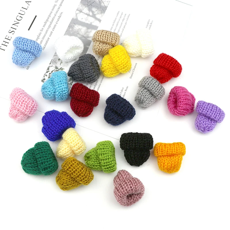 30Pcs 35mm Knitting Mini Hats DIY Craft Supplie Kids Headwear Hair Accessories Brooch Crochet Toys Jewelry Ornaments Small Caps