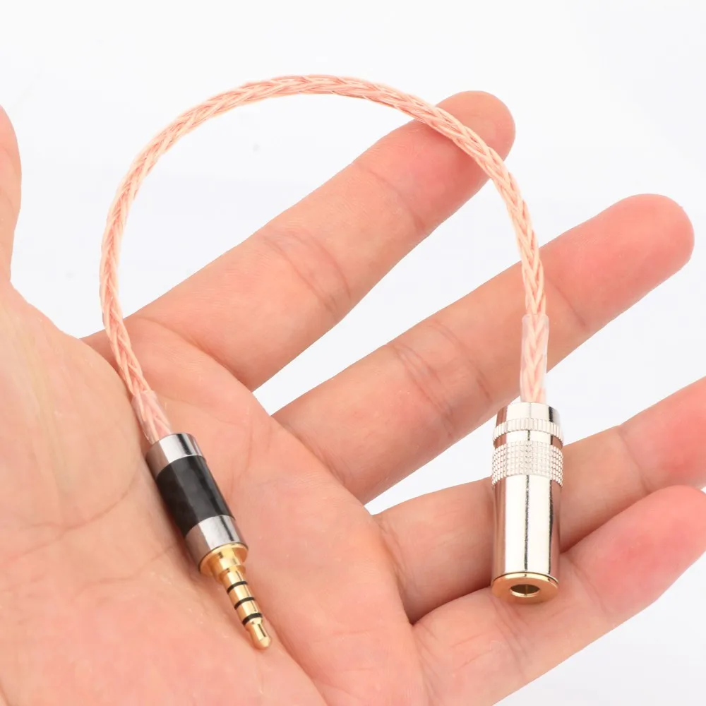 

Переходной кабель TRRS с разъемом 3,5 мм на разъем 4,4 мм, 8-жильный плетеный кабель ручной работы, 7N OCC, монокристаллические посеребренные медные провода