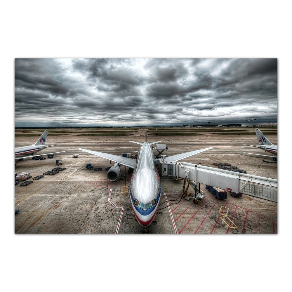 Modern Wall Art Canvas Paintings Picture Airport Passenger Plane Posters and Prints for Living Room Decor