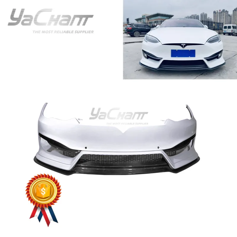 

Car-Styling Portion Carbon Fiber Fiber Glass Front Bumper Fit For 2016-2019 Model S PD Style Front Bumper