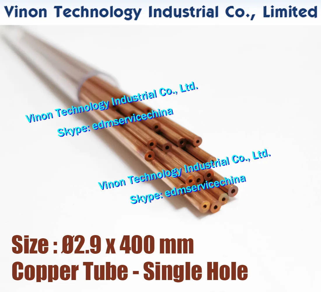 (20PCS/LOT) 2.9x400MM EDM Copper Tube Single Hole, Copper EDM Tubing Electrode Tube Single Channel, Diameter 2.9mm, 400mm Long