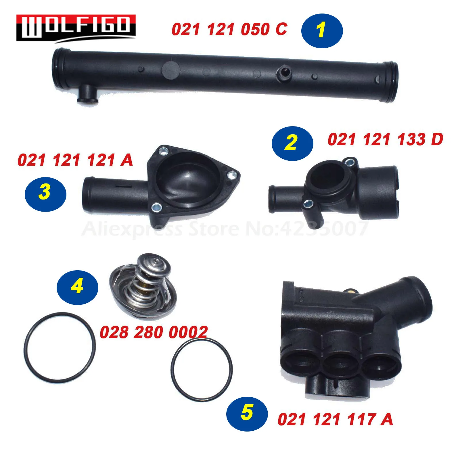Kit per Alloggiamento Termostato WOLFIGO 021121: Soluzione Affidabile per VW Golf, Passat e Corrado 2.8L VR6