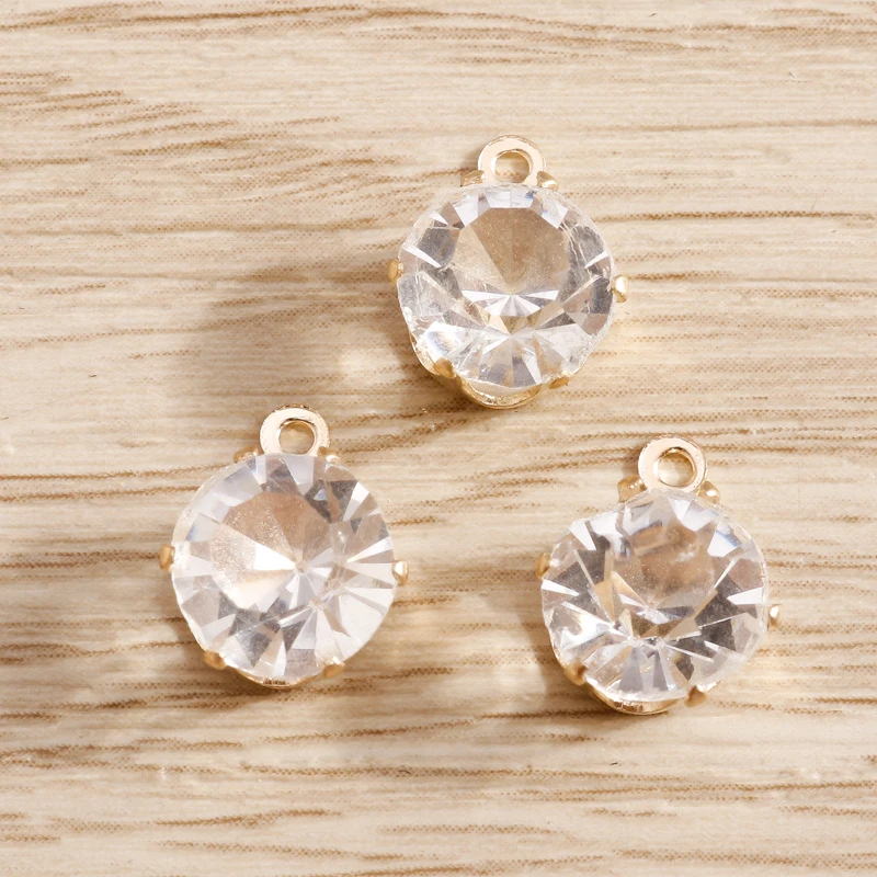 30 stücke 8*11mm Kleine Kristall Charms Anhänger Runde Form Charme Für Schmuck Machen Handwerk DIY Handgemachte Halskette ohrring Zubehör – Detail 4