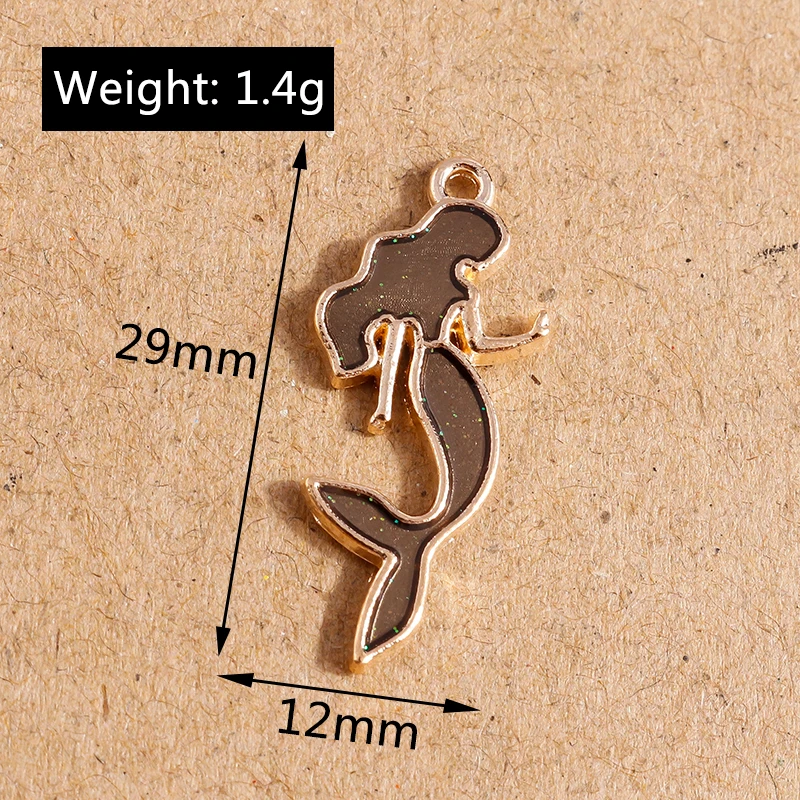10 Stück niedliche Meerjungfrauen-Anhänger mit Meereslebewesen-Motiv für die Herstellung von Ohrringen, Halsketten, handgefertigten Armbändern, DIY-Schmuckzubehör – Detail 8