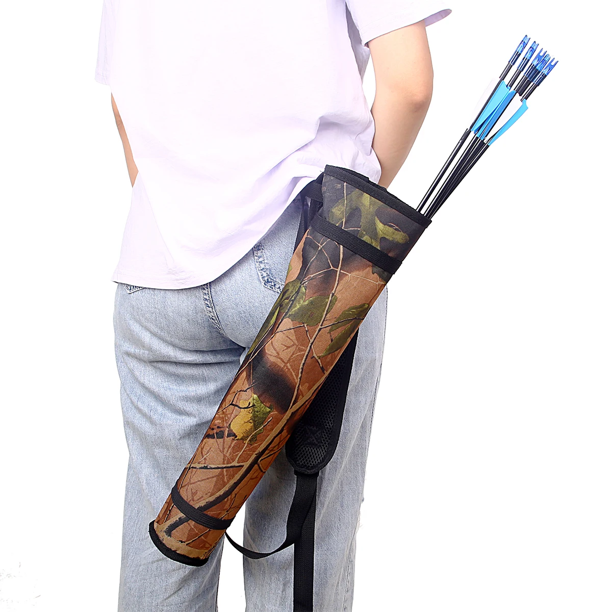 Archery Lightweight Back Arrow Quiver Dual Use Foldable Compact Hip Arrows Bag with Molle System Hanged for Target Shooting