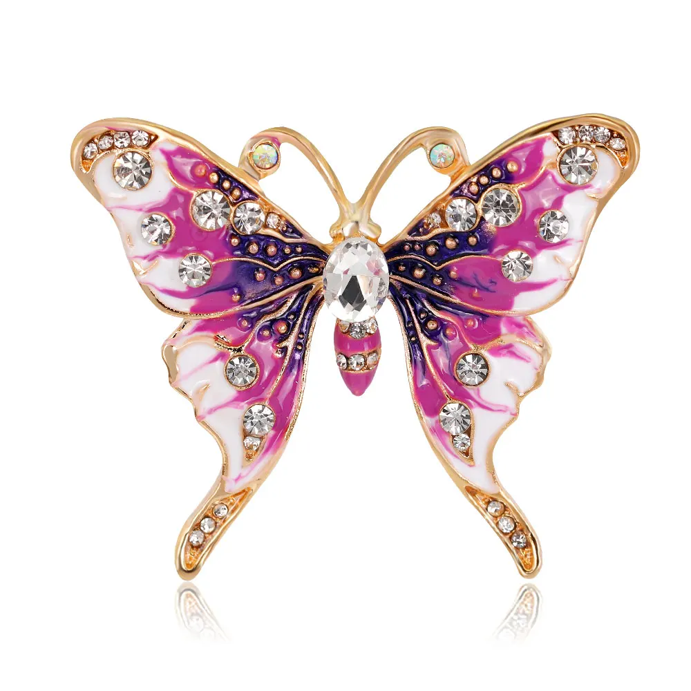 Vintage Bunte Schmetterling Broschen Kristall Strass Metall Emaille Pins Fliegen Insekt Tier Brosche Kleidung Schmuck Geschenke – Detail 13