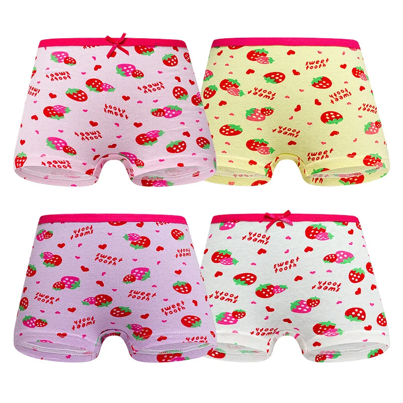 Cute strawberry print cotton underpants bow child children pants baby girls underwear panties wholesale accessories UD14