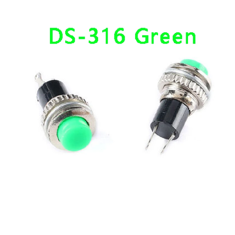 소형 원형 버튼 스위치 잠금 해제, 자동 리셋 초인종 경적 스위치, 전기 스위치 DS-316, DS-314 10mm, 로트당 5 개