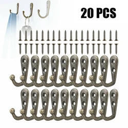 20pcs Wall Mounted Hook Single Robe Coat Hat Holder Key Hanger with 40 Pieces Screws Home Storage Hook Organize Hook