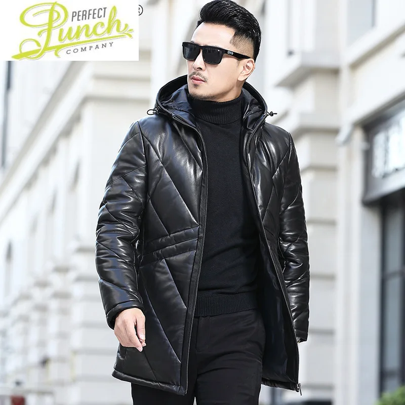 Genuine New Sheepskin Leather Jacket Men 6XL Winter Down Jackets Mens Hooded Thick Clothes Chaquetas Hombre LXR920