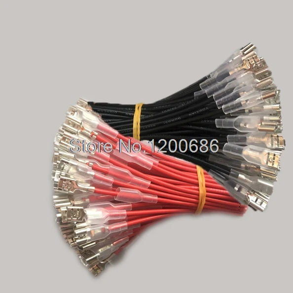 

10CM Switch plugs 6.3mm terminals plugs battery connection cable 50 piece/25 pair red and black 0.75MM2 wire