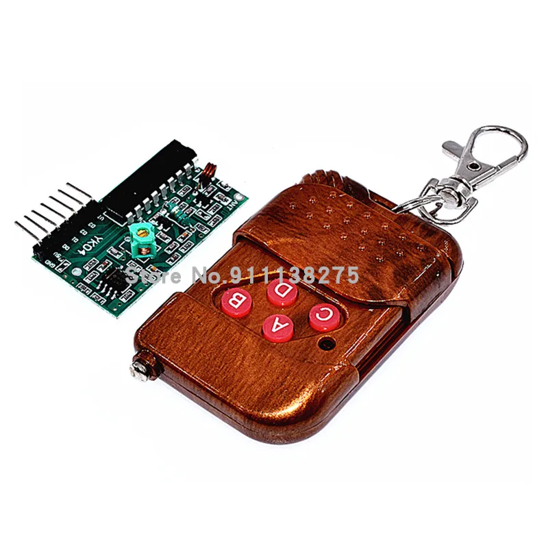 IC 2262 2272 433MHZ Four Ways 4 CH Key Wireless Remote Control Module Kit ASK Decoding Receiver Board For Arduino