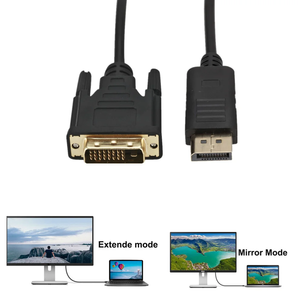 LccKaa DP Displayport a DVI cable 1,8 M DP a DVI cable Adaptador convertidor Displayport in to DVI out para HP Dell Asus