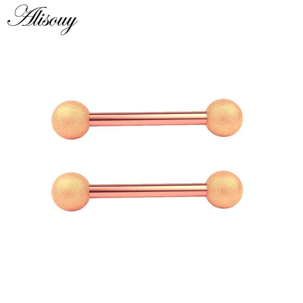 Alisouy 2pcs 14G Stainless Steel Women Long Industrial Barbell Tongue Nipple Ring Bar Tragus Helix Ear Piercing Body Jewelry