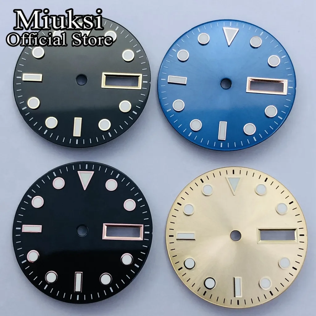 Miuksi 29mm watch dial C3 luminous dial fit NH36 movement