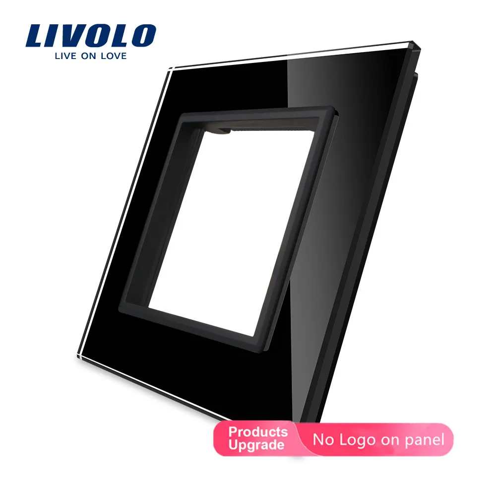 Livolo Luxury Black Pearl Crystal Glass, 80mm*80mm, EU standard DIY Part Of Switch Socket , Single Glass Panel ,VL-C7-SR-11