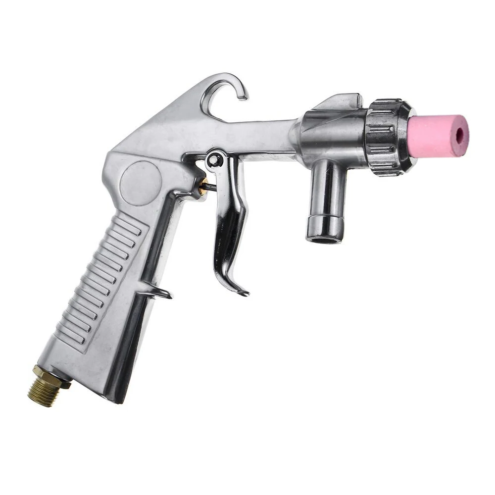 7Pcs Abrasive Air Sand Blasting Gun Kit 1 เซรามิคหัวฉีด 1 สตีล 1 ทรายดูดท่ออุตสาหกรรมSandblasterปืน