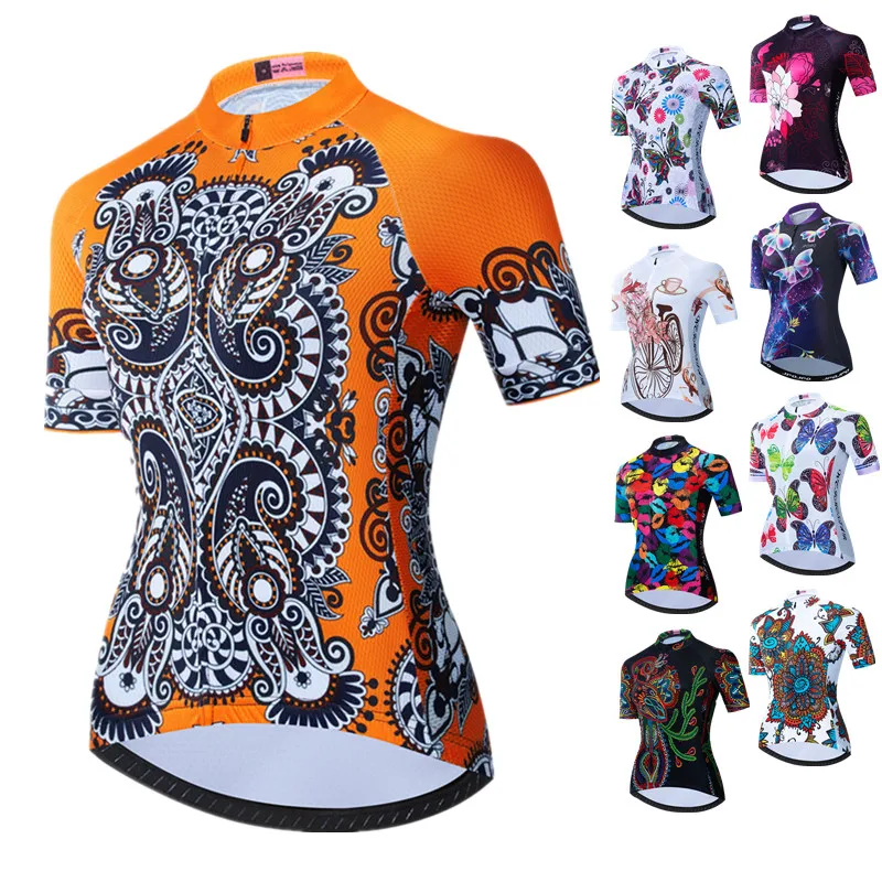 

2022 Cycling Jersey Women Breathable Bike Jersey Maillot Ciclismo Summer Pro Team Cycling Clothing Mountain Bicycle Shirt Orange