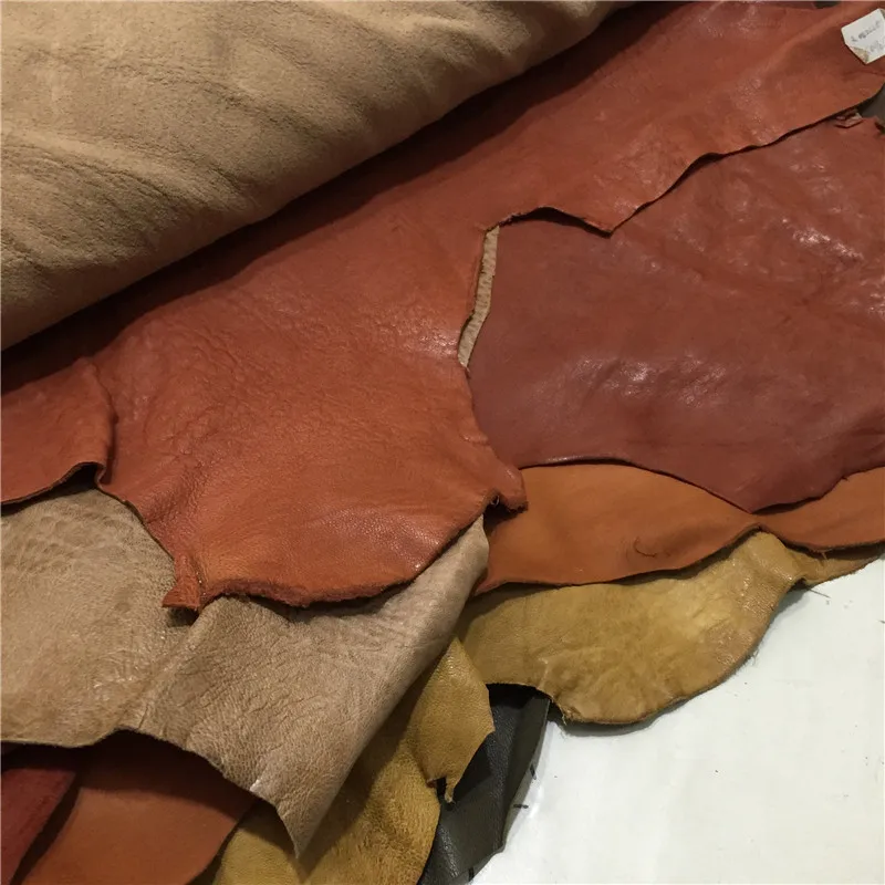 Colorful Genuine Natural Sheep Skin Pieces for DIY Leather Craft Watch Belt Knife Handle Material whole piece