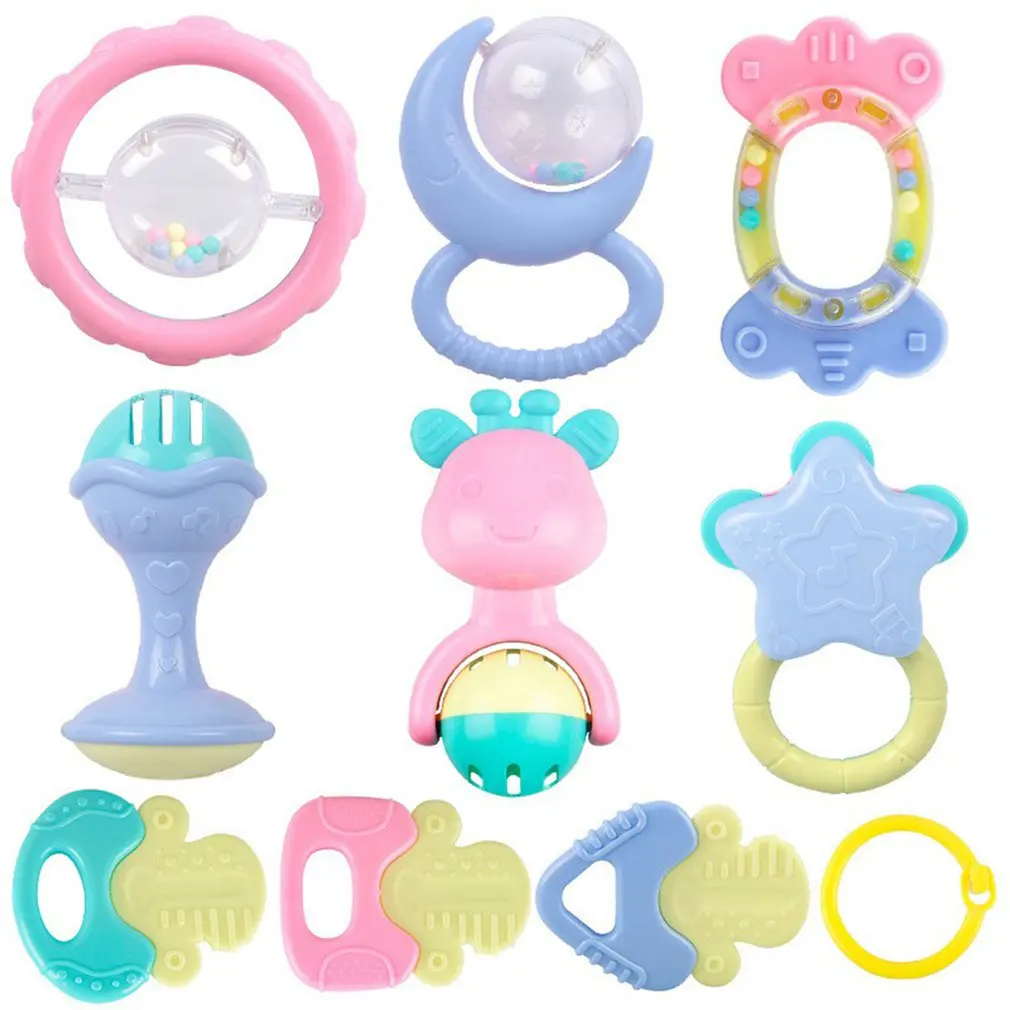 4pcs Newborn Teether Infant Toys Early Learning New Born Wrist Rattle Teething Rattles Toy For Educational Toy Teethers Gift