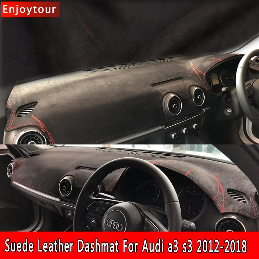 Car-styling Suede Leather Dashmat Dashboard Cover Pad Dash Mat Carpet for Audi A3 S3 Sportback 2012 2015 2016 2017 2018 RHD