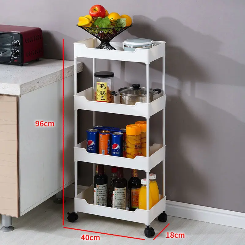 Multilayer Kitchen Storage Rack Living Room Fruit Cart Shelf Removable Assemble Bathroom Organizer Cabinet Simple Cart Holder